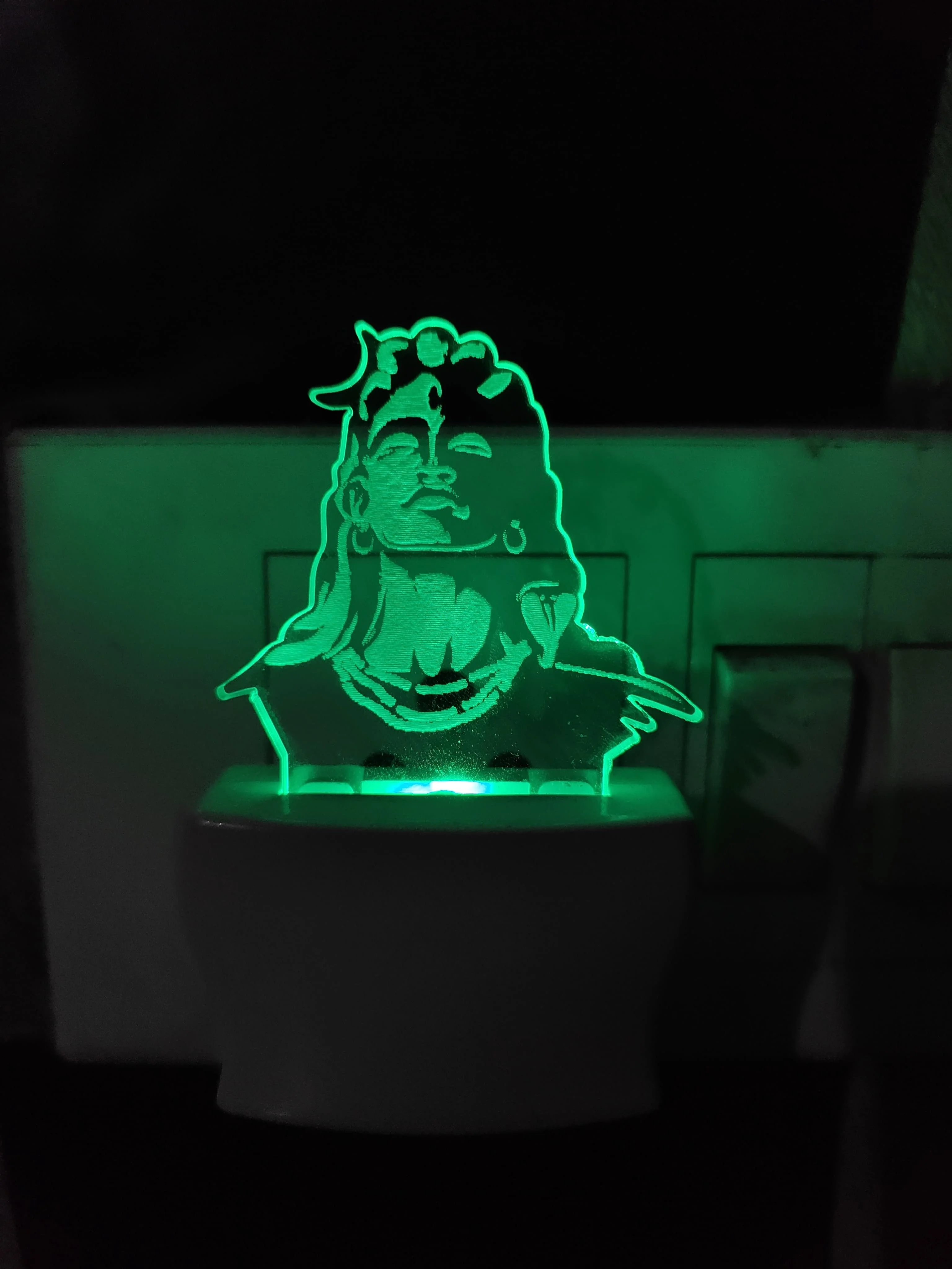 Giftkidukan 3D Illusion Lord Shiva Plug Night Lamp with 7 Color Changing Light Night Lamp (11 cm, Multicolor)