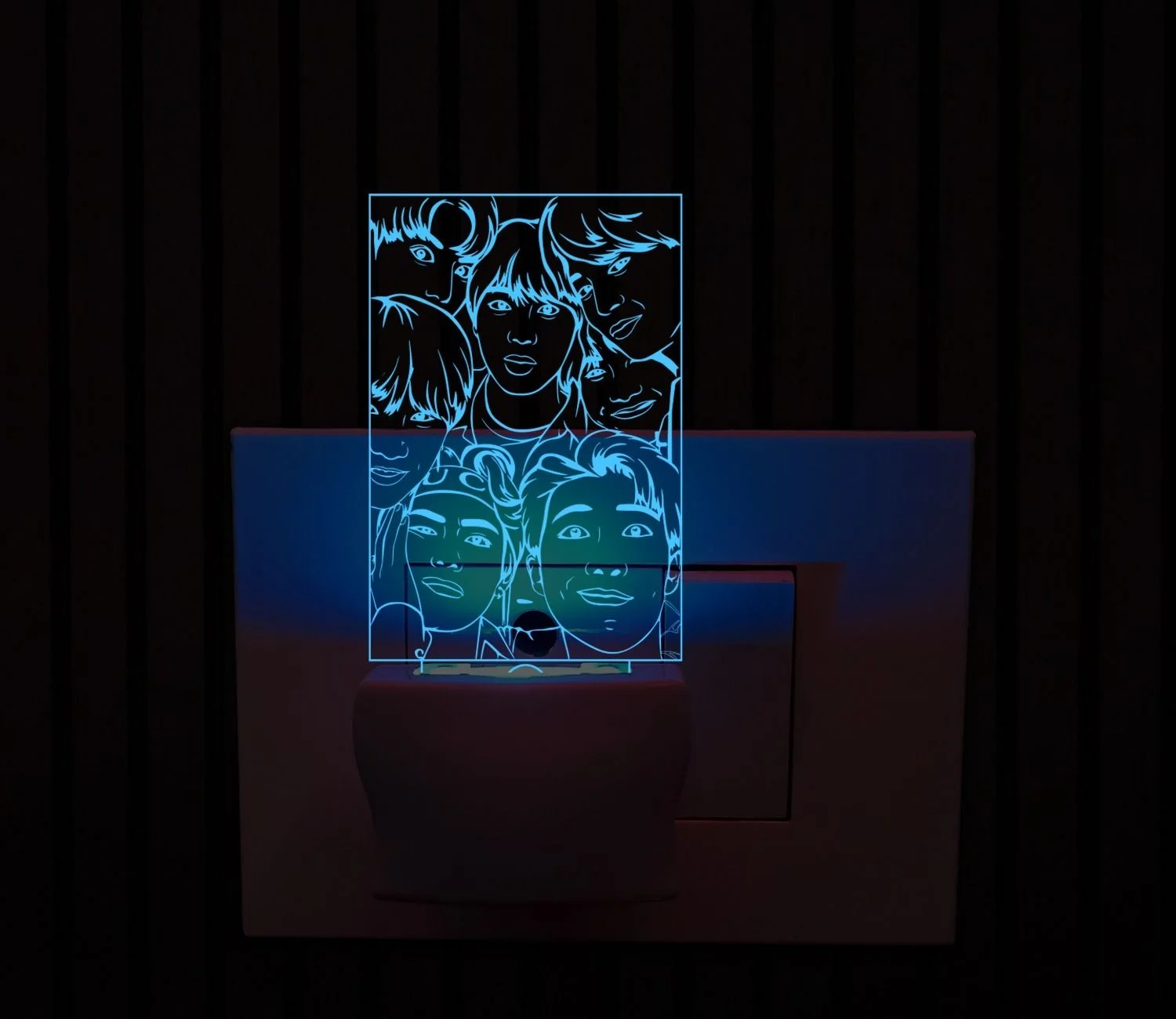 Giftkidukan BTS Army Plug Night LED Lamp Gift for BTS Lover & K-Pop Fans Birthday Gift Night Lamp (6 cm, Multicolor)